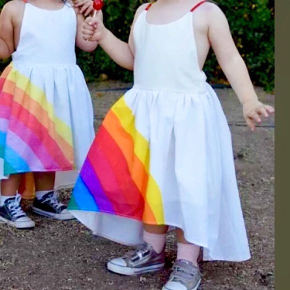 Rainbow Stripe Hi-Low Spring Summer Sundress 12m-5Yr - Picture 2 of 8
